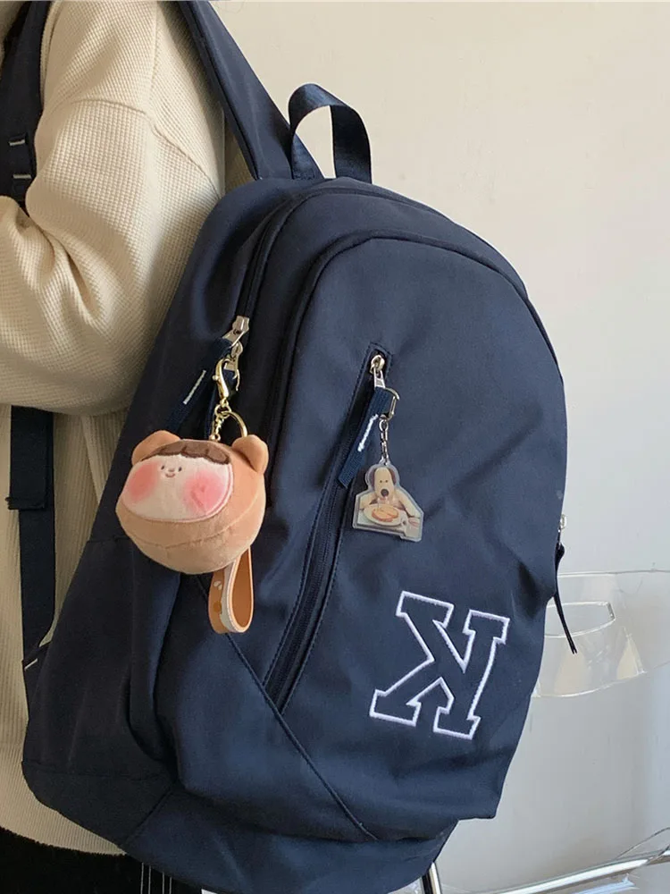 

Женский рюкзак с вышивкой и надписью, корейский модный дорожный рюкзак на молнии для ноутбука 2022 дюйма в стиле Харадзюку, вместительные шко...