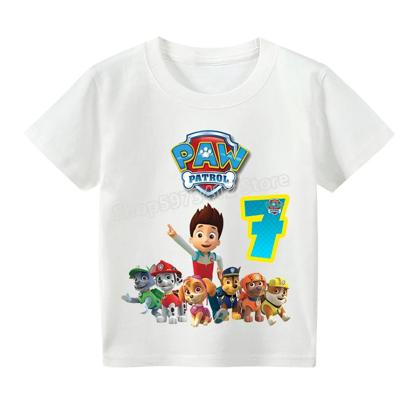 Футболка Paw Patrol для мальчиков и девочек, летняя коллекция на осень, с рисунком мультфильма, возраст от 1 до 10 лет.