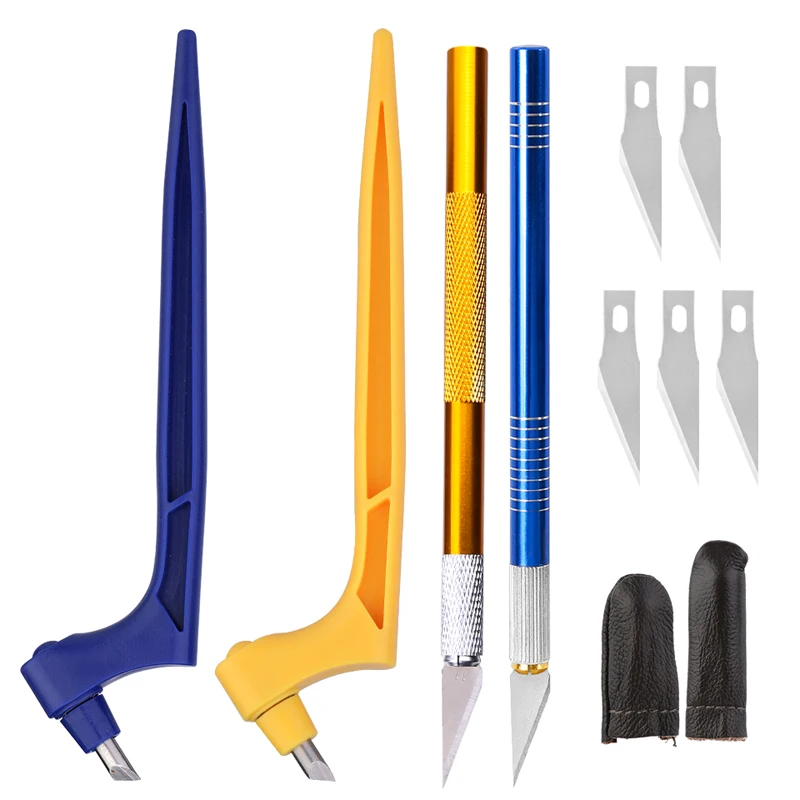 

MIUSIE Carving Knife Tool Metal Rotating Scalpel Knife Tools Kit With Finger Cot For Paper Cutting Scrapbooking Or Engraving