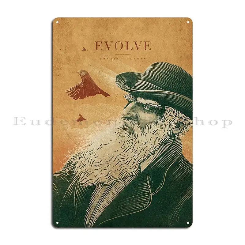 Evolve Charles Darwin Винтажная Версия Kikos металлический знак классическая кухня Создайте