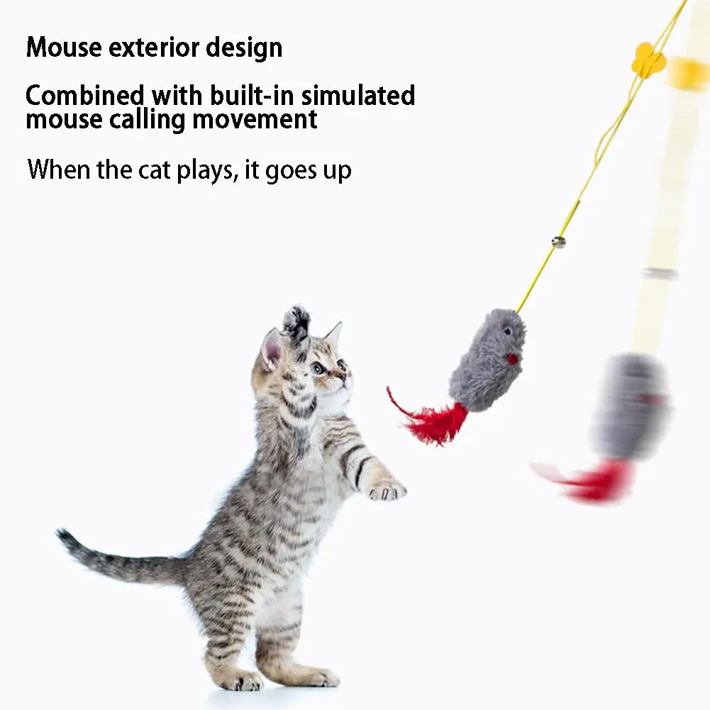 

Simulation Mouse Cry Cat Toys Cat Scratch Rope Mouse Funny Self-hey Hanging Toys Supplies Retractable Type Pet Door Interac Q4Z5