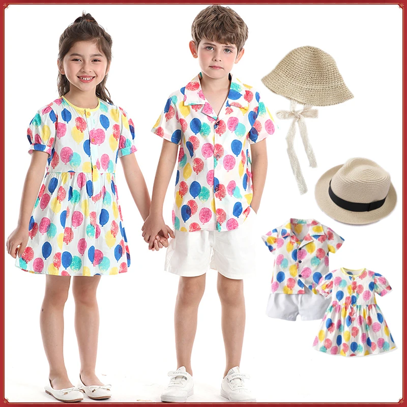 

Одежда для малышей, брата и сестры для близнецов, детская одежда, рубашка-поло для мальчиков и девочек, рубашка для маленьких мальчиков с поясом для торта, наряд для девочек, платье в горошек