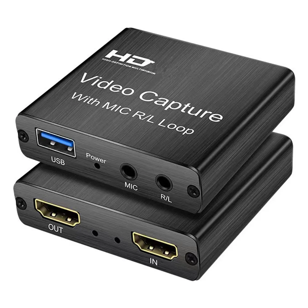 

Карта видеозахвата 4K HDMI 1080p, Карта видеозахвата для настольных игр, USB 2.0 устройство записи для прямой трансляции видео, записывающее устройс...