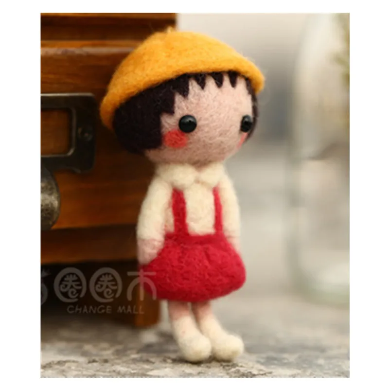 Chibi Maruko-chan cartoon animal set wool needlepoint kit  wool felt needle felting decoration craft needlecraft DIY gift idea