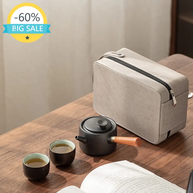 

Kung Fu Travel Tea Pot Set Strainers Portable Ceramic Tea Ceremony Set Tea Pot Set Pottery Teaware Juego De Te Chinese Tea