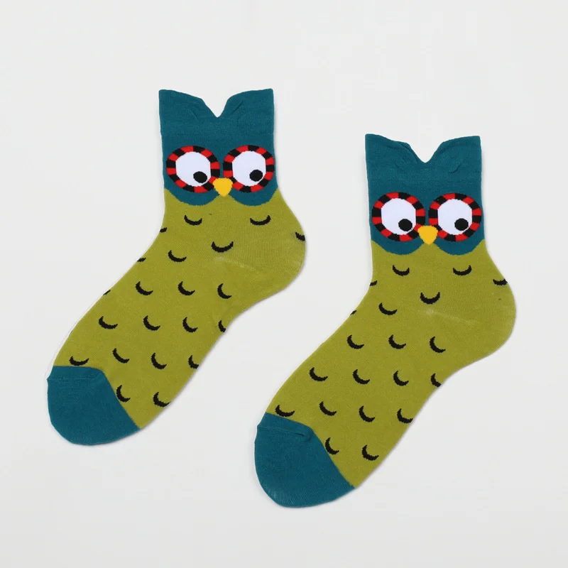 Kawaii Women Animal Cotton Socks Autumn Winter Cartoon Owl Patterned Female Ladies Cute Funny Tube Socks