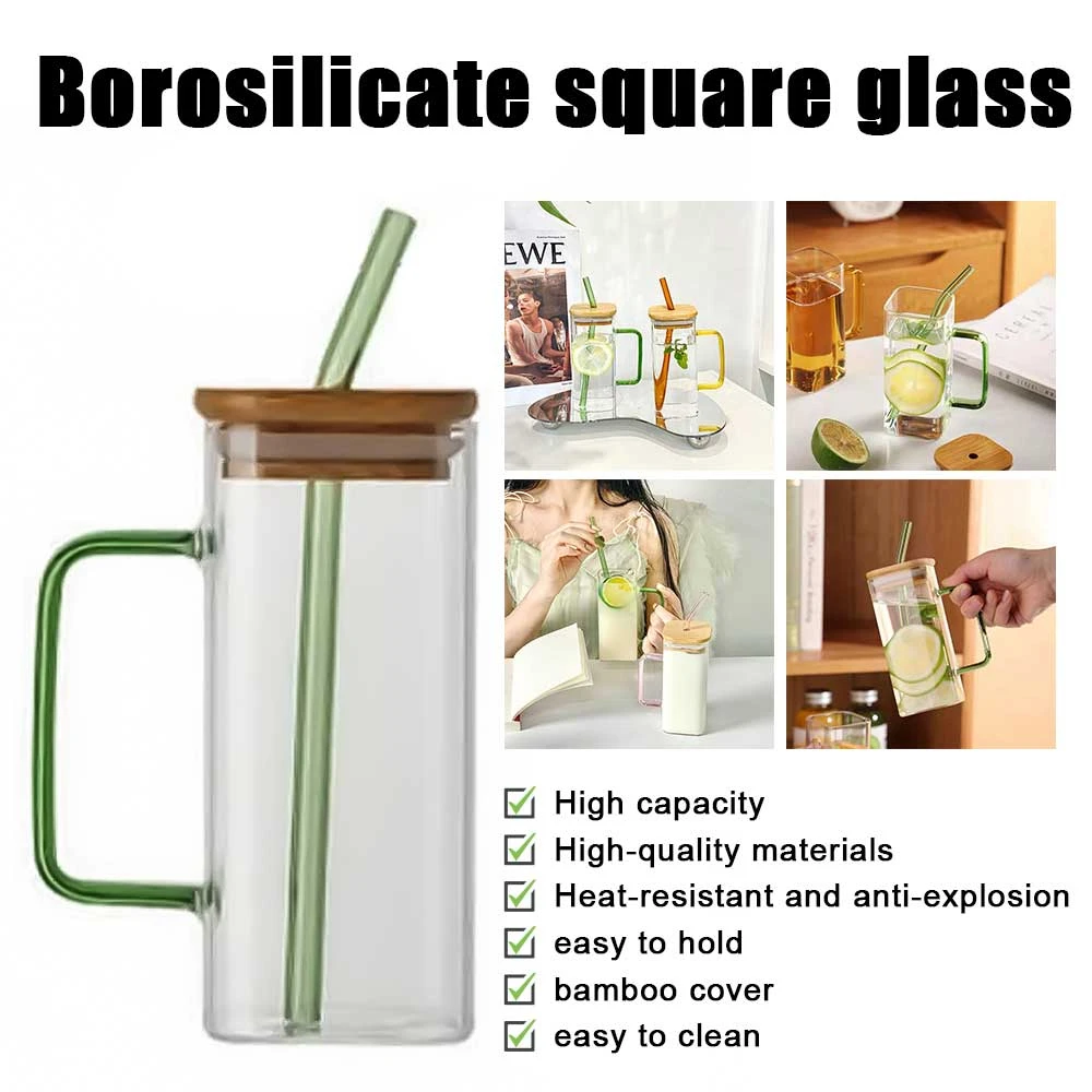 

350/400ml Square Glass Water Juice Cup Heat-resistant Milk Coffee Mug Transparent Breakfast Cup Wine Beer Glass Home Drinkware