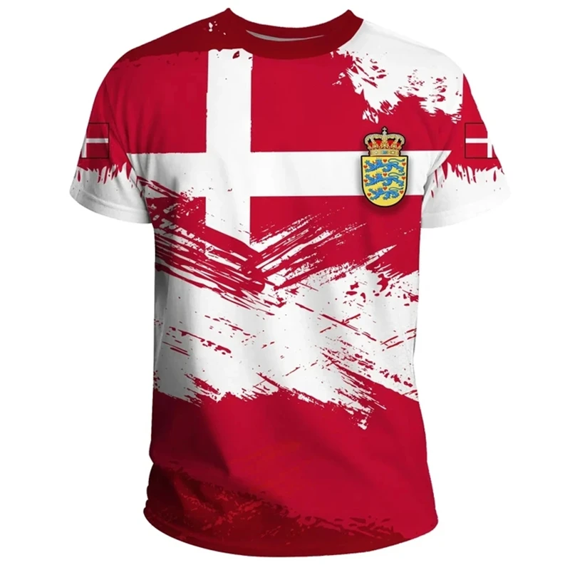 Футболка мужская с 3D-принтом герба Дании Стильная дизайнерская рубашка модная