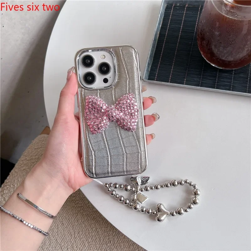 Роскошные блестящие 3D чехлы для телефона со стразами и бантом iPhone 15 Pro Max чехол 14 13