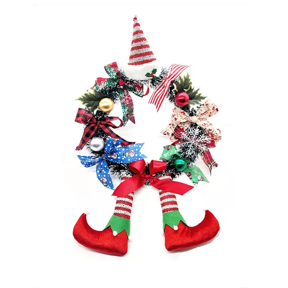 

2022 cartoon christmas wreath clown bows door wreath cute ornament christmas house wall hanging wreath new year christmas