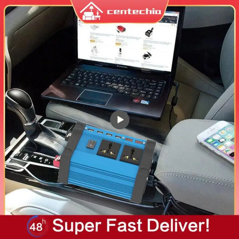 

Автомобильный инвертор мощности, долговечный дисплей напряжения постоянного/переменного тока, синусоидальный автомобильный инвертор, зарядное устройство, быстрая зарядка, светодиодный экран, практичный 300 Вт