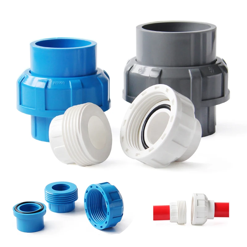 

PVC Pipe Fitting - Union 20,25,32,40,50mm Connector Solvent Weld Jointer Adapter Plumbing Accessories Aquarium Pond Pool Garden