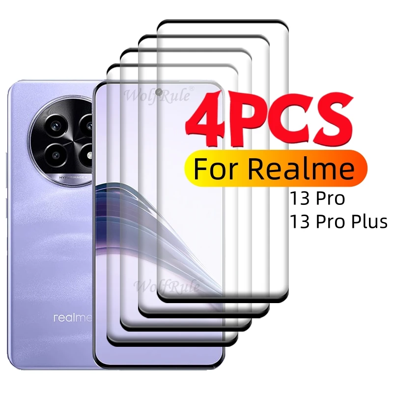 1/2/3/4 шт. для Realme 13 Pro стекло OPPO Plus закаленное 9H HD полное покрытие изогнутая защита