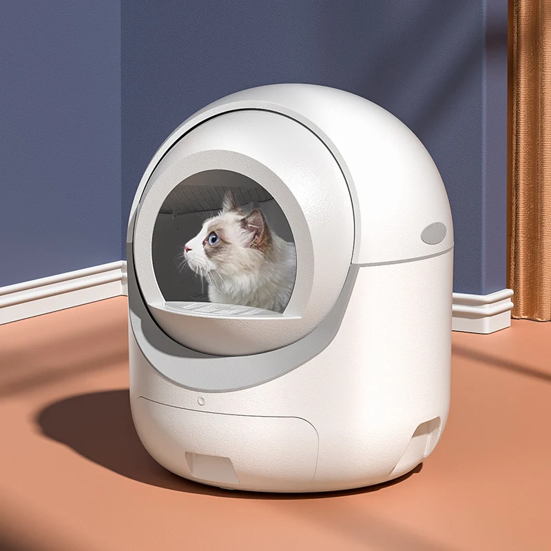 

Белый умный автоматический кошачий наполнитель, большой обучающий туалет для кошек, домашние товары для кошек, закрытый самоочищающийся ко...