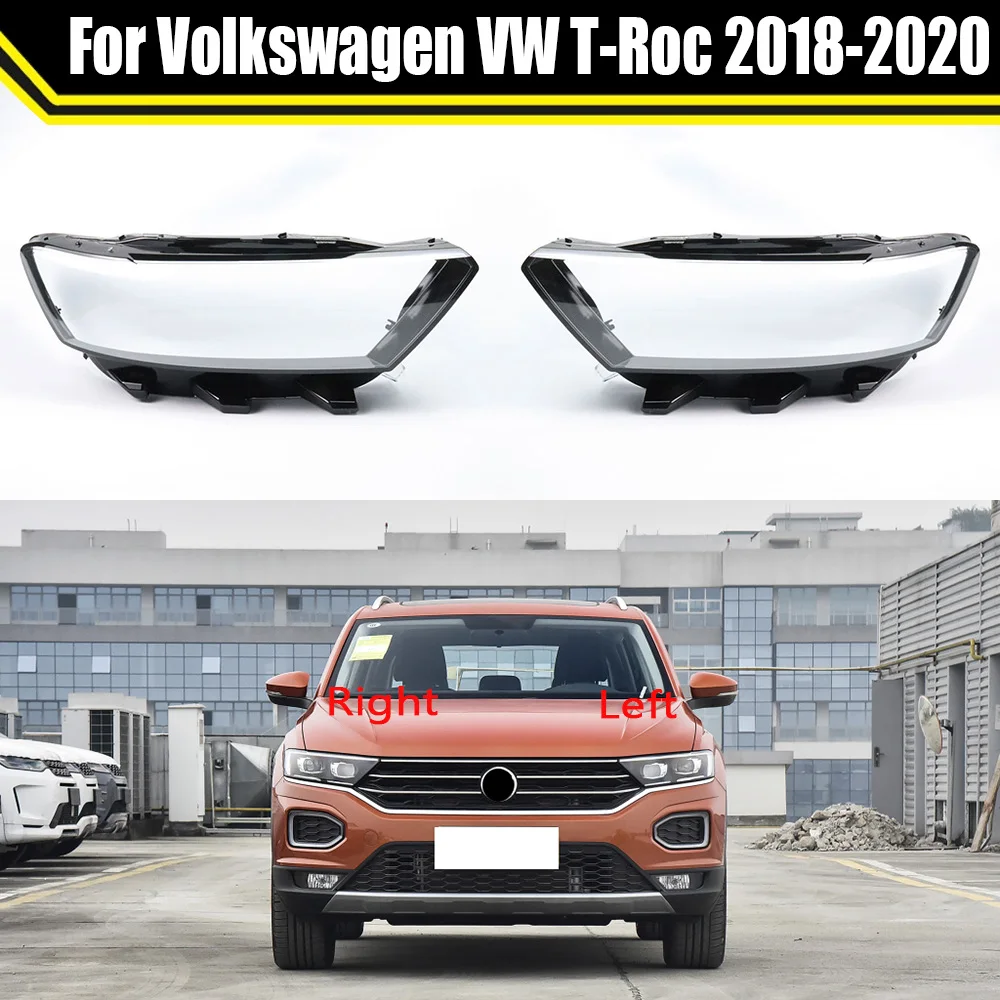 For Volkswagen VW T-Roc 2018~2020 Headlight Cover Headlamp Shell Transparent Lampshade Lens Plexiglass