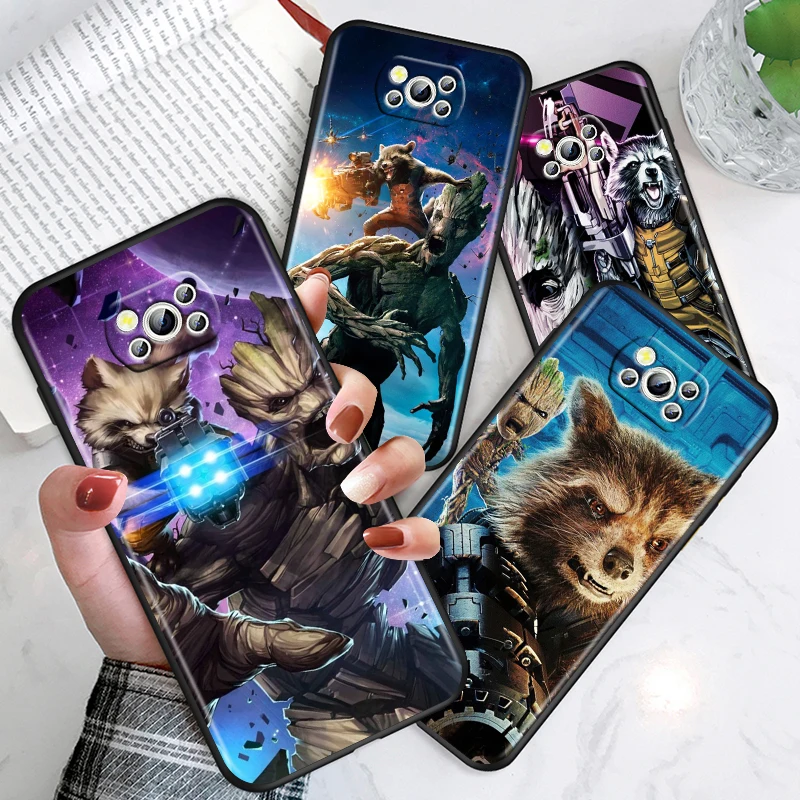 

Marvel Avengers Rocket Raccoon For Xiaomi Poco X3 NFC F3 GT X2 M3 M2 5G Pro Lite Civi Mi 9SE CC9 Soft Silicone Black Phone Case