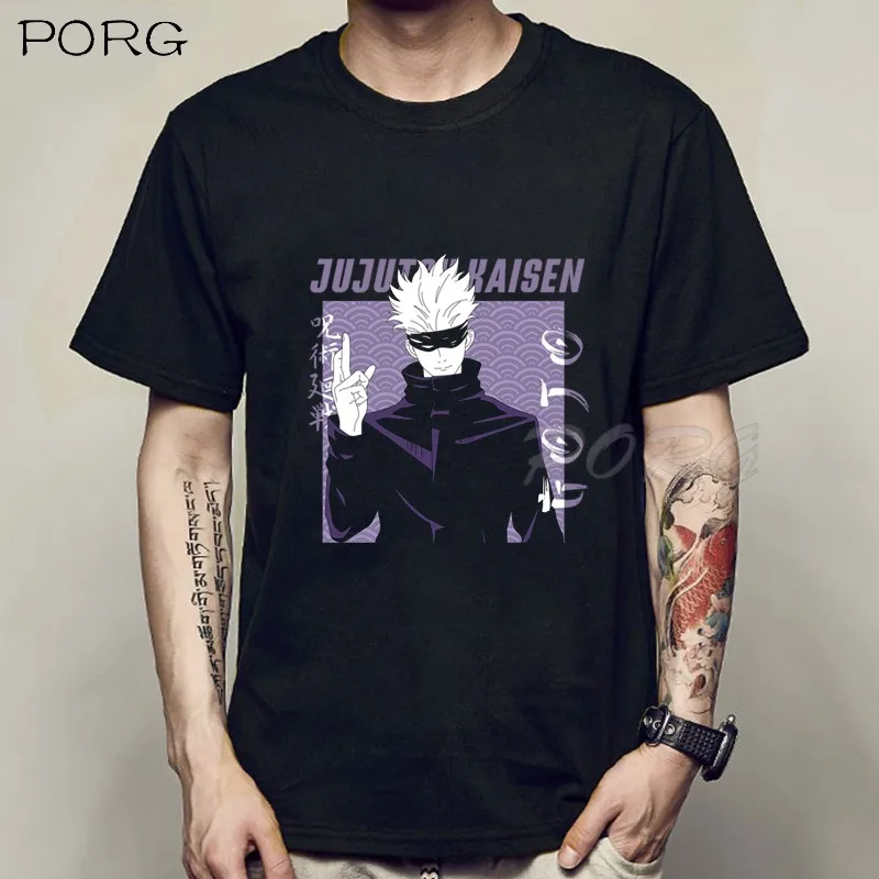 

Забавная мультяшная футболка Satoru Gojo juютсу Kaisen, Мужская футболка с рисунком манги, аниме футболка унисекс, топ в стиле хип-хоп, Мужская Винтаж...