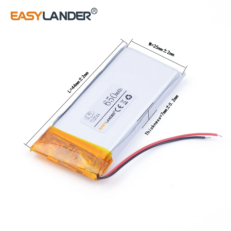 3 7 В 702544 Литий-ионный литий-полимерный аккумулятор емкостью 650 мАч