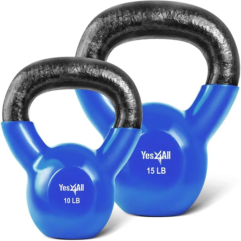 

25 lb Vinyl Coated / PVC Kettlebell, Blue, Combo / Set, Includes 10-15lb