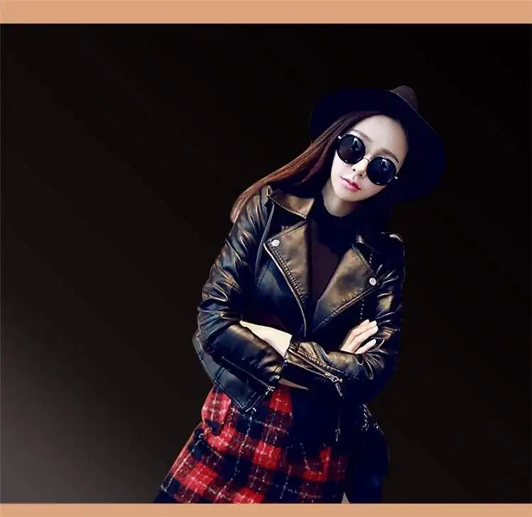 Women's Leather Short Korean of 2022 Autumn and Winter Slim PU Leather Jacket Cool Small Thin Coat Fall Clothes for Women