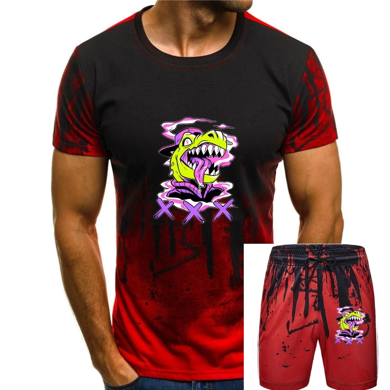 

Green Dinosaur Head Funny Cartoons Clothes Man Casual Loose Tshirts O-Neck Summer T-Shirts Simplicity Cotton Mens Short Sleeve