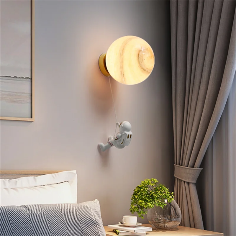 

LED wall lamp Children's room moon modern minimalist creative astronaut full cartoon bedroom bedside background light