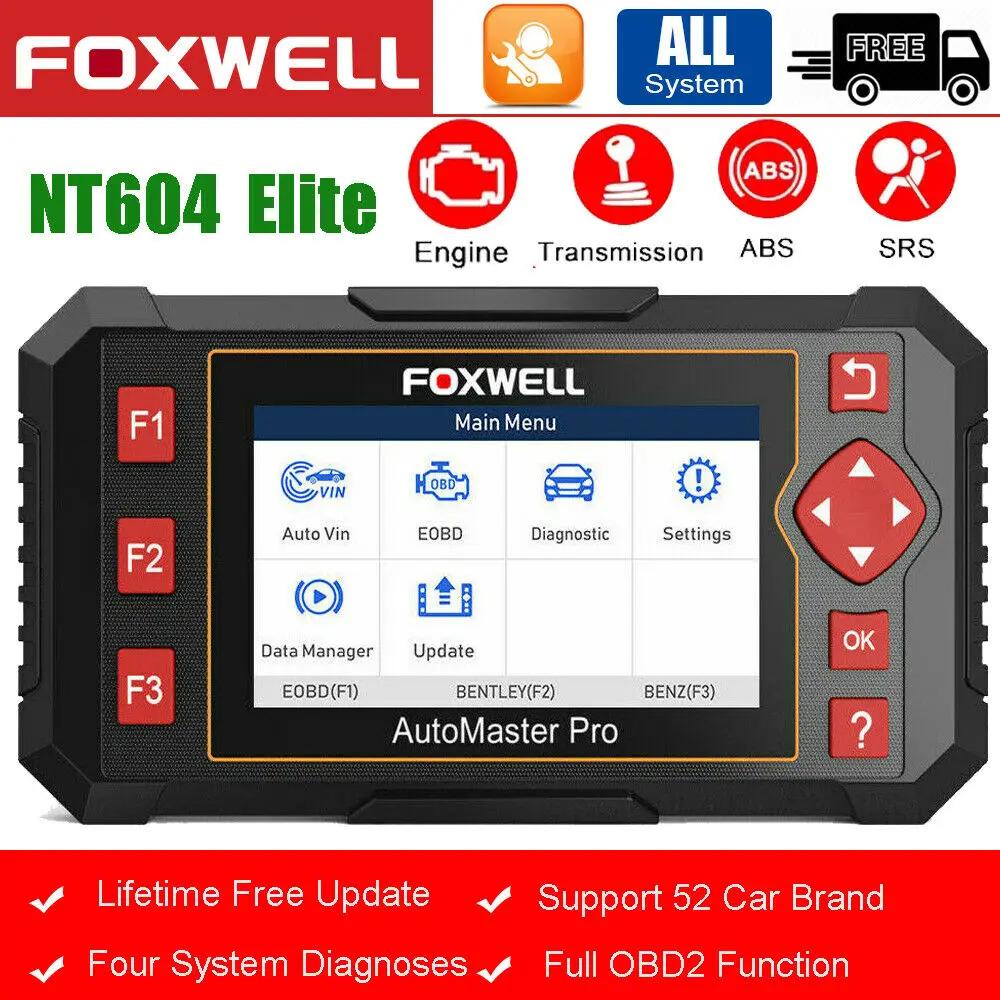 

FOXWELL NT604 Elite OBD2 Diagnosis Tool Professional Automotive Scanner ABS AT Engine Code Reader Car Automotive Tools