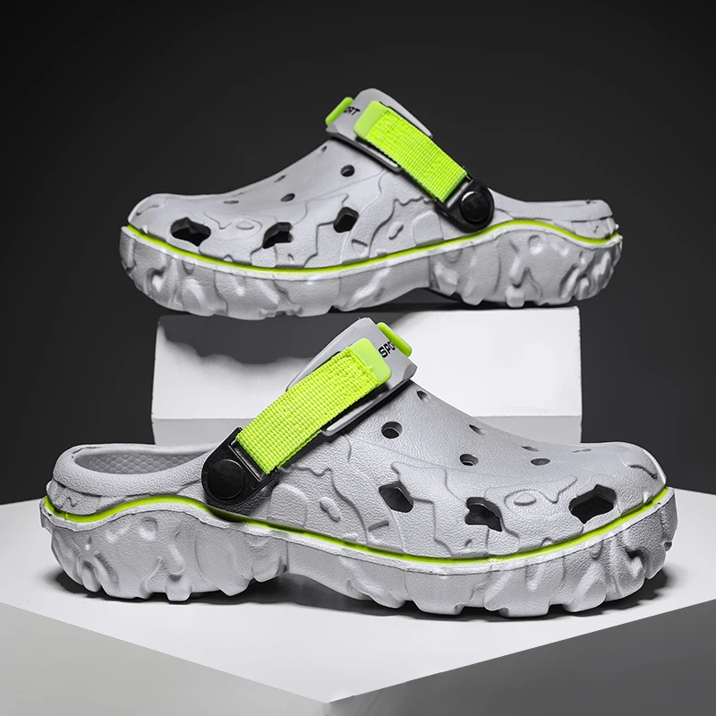 Мужские мюли и сабо летние сандалии без застежки Нескользящие дышащие тапочки