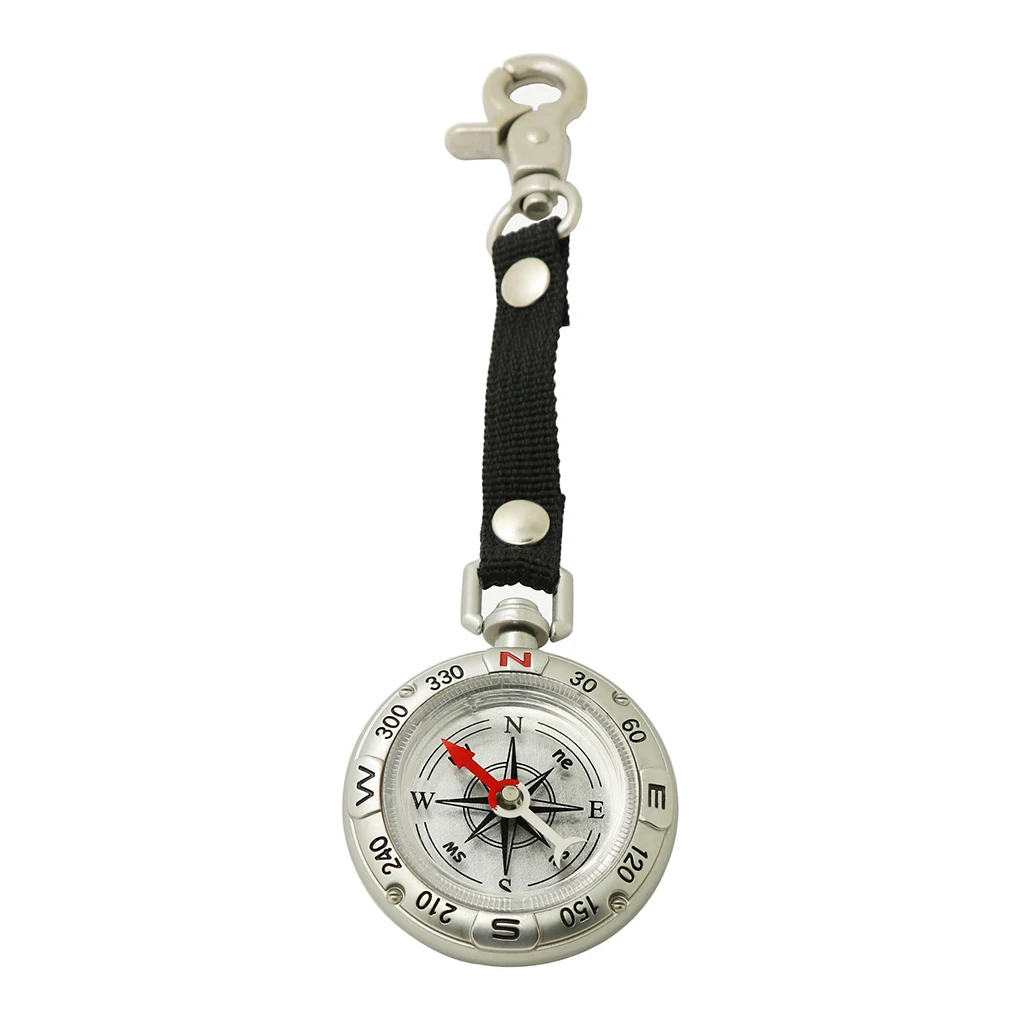 

Vintage Pocket Watch Zinc Alloy Keychain Navigation Tool Retro Style Waterproof Positioning Device Outdoor with Buckle