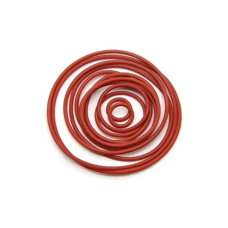50Pcs Red VMQ O Ring Seal Gasket Thickness CS 1mm OD 5 ~ 50mm Silicone Rubber Insulated Waterproof Washer Round Shape Nontoxi