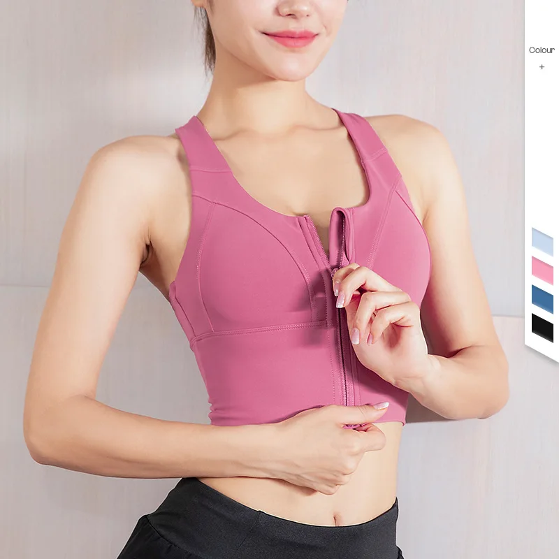 Hot Sell Front Zipper Sports Bra High Impacty Shockproof Underwear