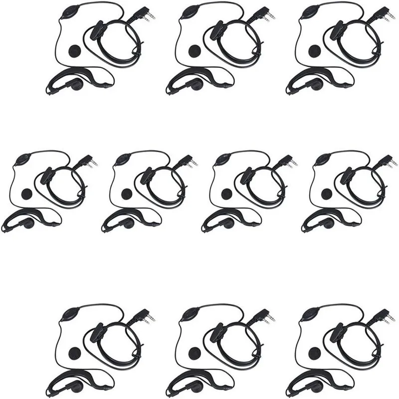 Walkie Talkie Earpiece ptt Mic Earhook Radio Headset for Baofeng UV-5R BF-888S Arcshell Retevis H-777 RT21 RT22 Kenwood (10Pack)