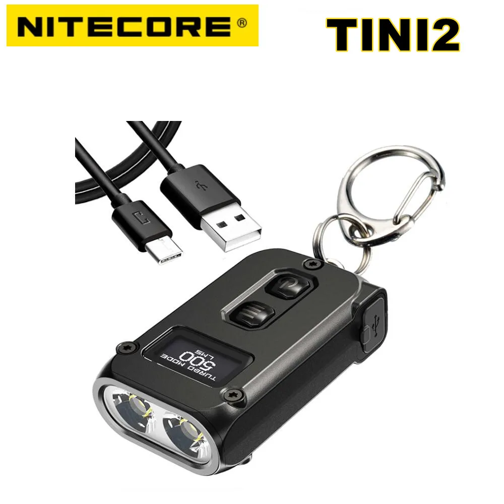 Фонарик NITECORE TINI2 500 люмен OLED умный двухъядерный ключ EDC Light APC Sleep длительный режим