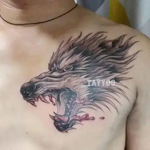 

Прочные водостойкие тату-наклейки с головой волка, искусственные татуировки для женщин и мужчин, праздничные временные тату-наклейки с красивой женой