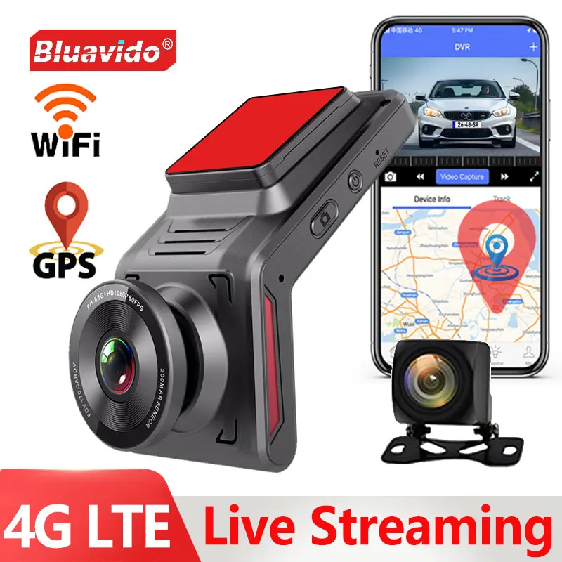 

4G SIM-камера для видеорегистратора GPS FHD 1080P, двойная запись, удаленная прямая трансляция, 24-часовой парковочный монитор, автомобильная дорожная камера, видеорегистратор, точка доступа Wi-Fi