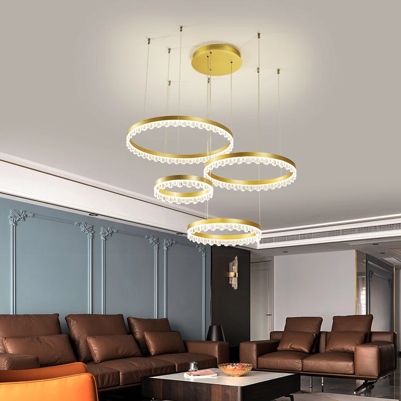 Modern Crystal Ring LED Chandelier Indoor Lighting for Living Room Dinning Room Lamp LED Hanging Lamp Room Lamp Indoor Decor