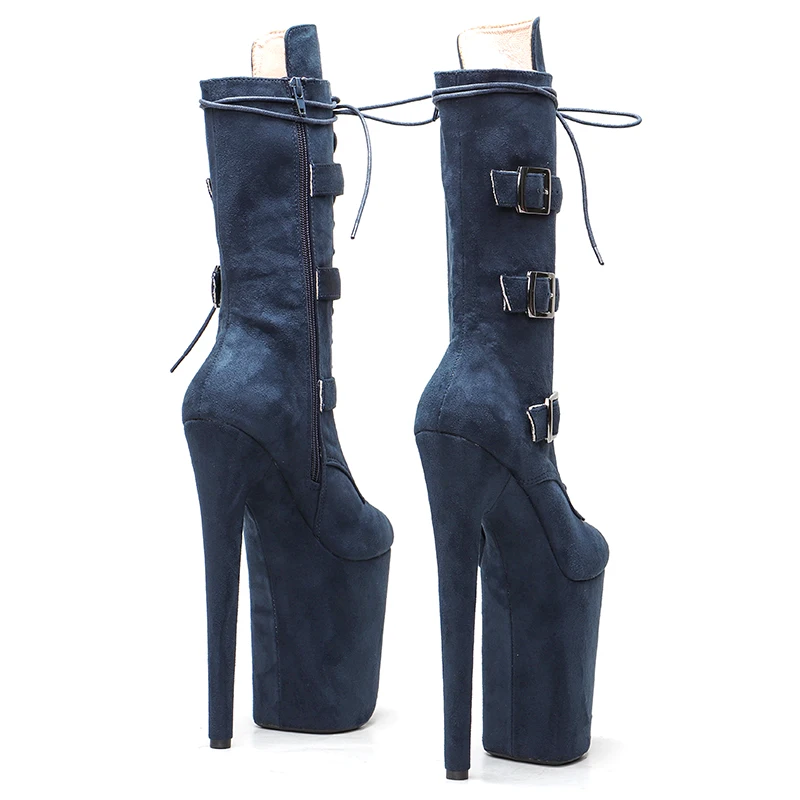 Leecabe  23CM/9inches Navy Suede Pole dance shoes High Heels Pole Dance boot