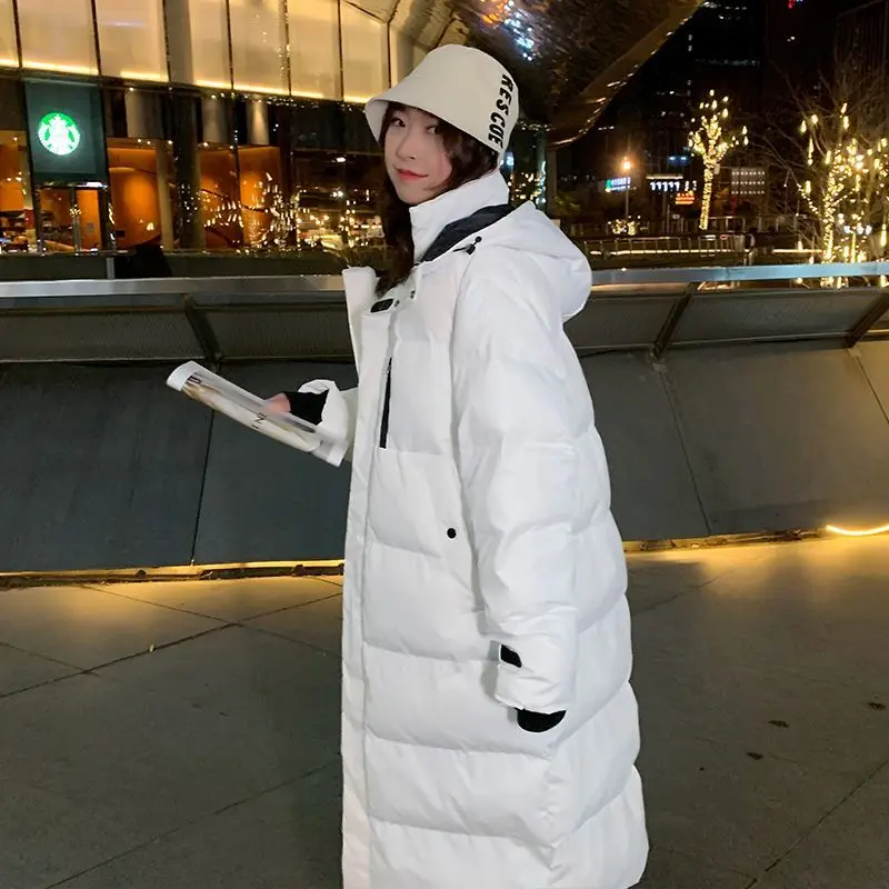 Winter Loose Hooded Parkas Jackets Women Thicken Warm Long Korean Cotton Padded Coats New Outwear Ladies Pockets Tops S57