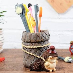 

Милый держатель для ручек в виде ежика — настольный органайзер из смолы для карандашей, контейнер для хранения канцелярских принадлежностей, подарок на день рождения для офиса и дома