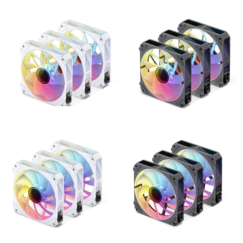 

ZG120 Computer Fan No Wire Connection 12cm 3PIN ARGB Cooling Slient Fan 20.1-60.45CFM Air Flow Computer Fan