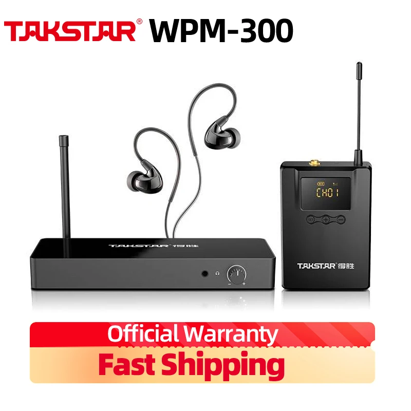 Takstar WPM-300/WPM300 UHF Stereo Wireless In-Ear Monitor System 520-600MHZ Professional for Studio Recording/Stage Monitoring - купить по