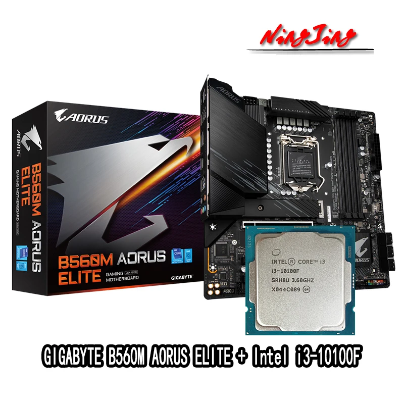 Intel Core i3 10100F CPU +GA B560M AORUS ELITE Motherboard Suit No integrated graphics card LGA 1200 New but without coole - купить по