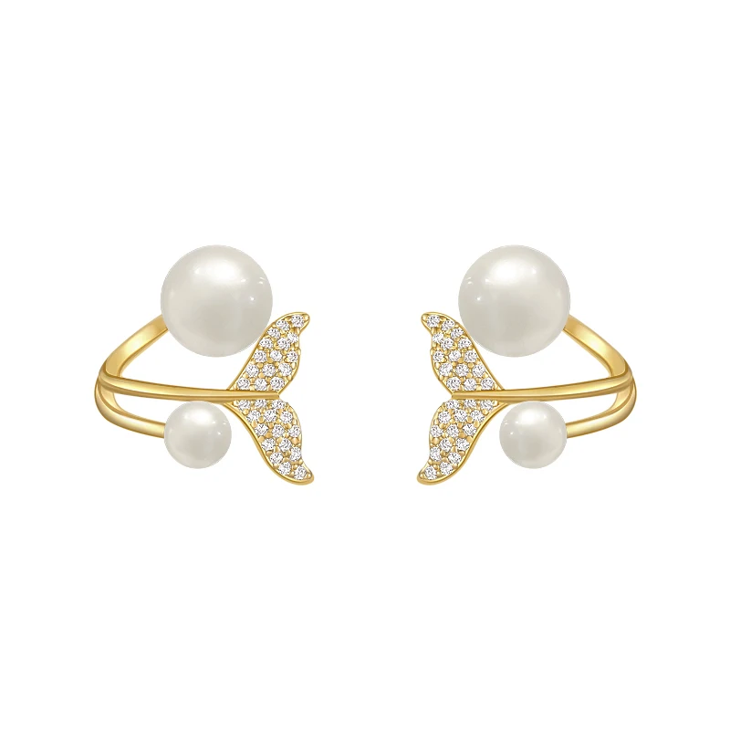 2022 New Elegant Mermaid Tail Shape Pearl Earrings Korean Fashion Jewelry For Womans Gift Party Sweet Temperament Accessories images - 6