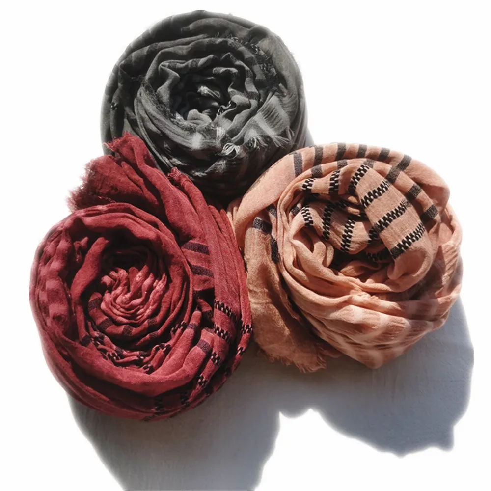 Новый Модный хлопковый льняной мужской шарф в полоску мужские зимние шарфы