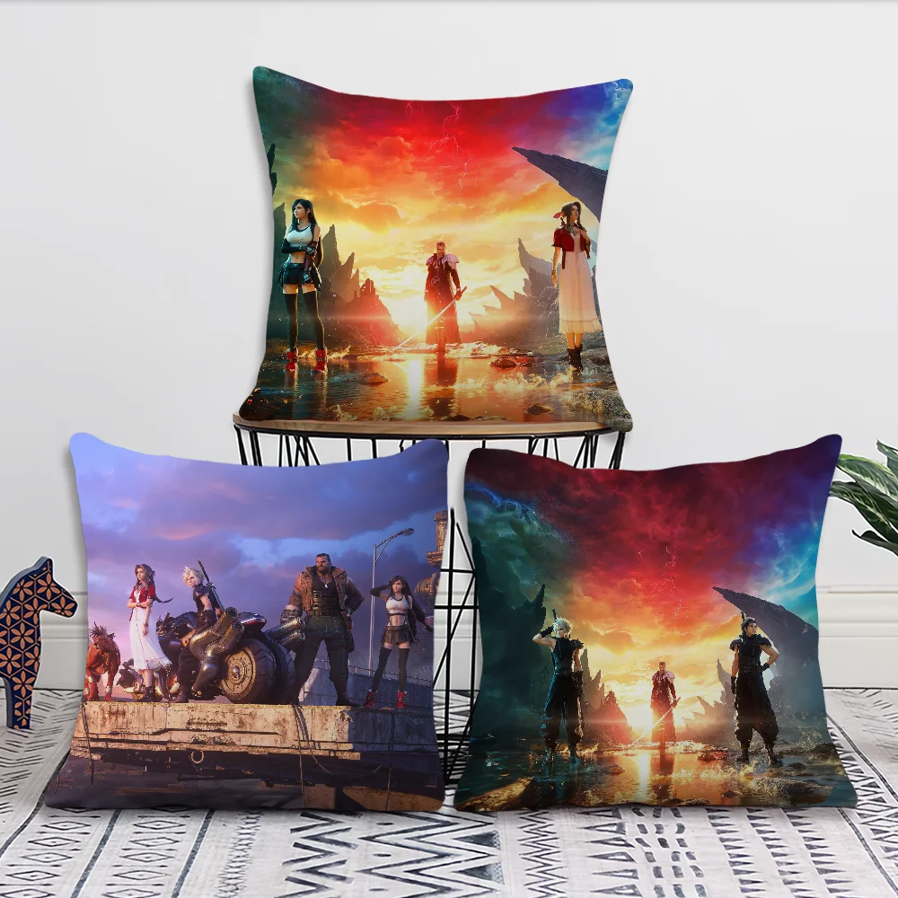 Classic Game F-Final Fantasy VII Rebirth Pillow Case Sofa Living Room Bedroom Headboard Backrest Cushion Square Nap Time