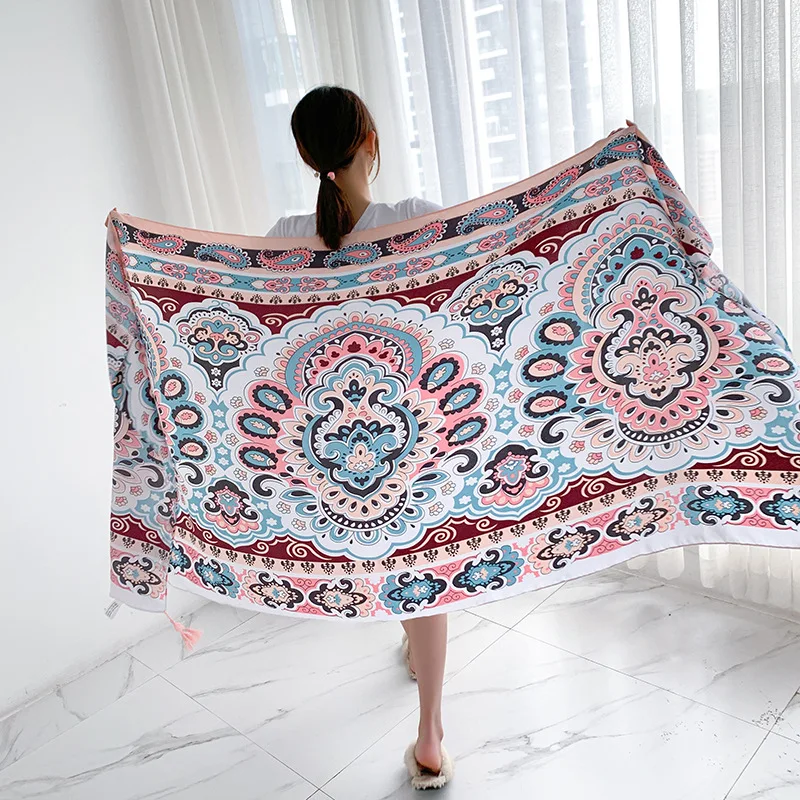 Летняя Женская Роскошная брендовая шаль в этническом стиле Женский подходящий