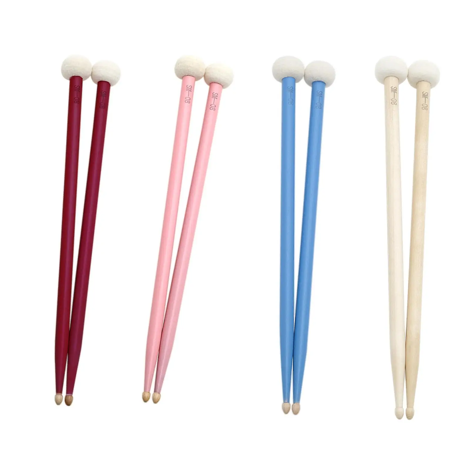 

2 Pieces Felt Drum Sticks, , Hand Percussion Mallets, Wood Tip Acoustic , Hand Percussion Accessory