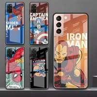 glass case for samsung galaxy s22 ultra s20 fe s21 plus s10 phone cover s9 s8 s10e note 20 10 lite shell marvel super hero cas