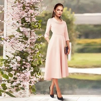 elegant formal dresses for women 2022 a line o neck jersey 34 sleeve simple mother of the bride gown zipper back vestidos noche