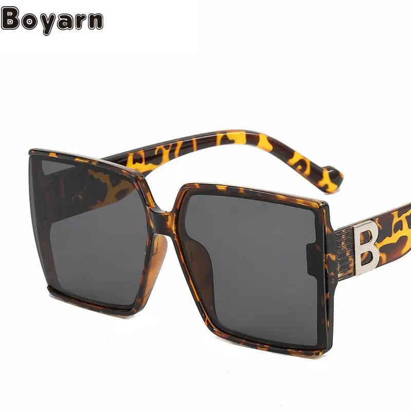 

Boyarn Fashion New Women's Sunglasses Fashion Leisure Large Frame Square Sunglasses Shades Same Style Street Shot Plain Glasses